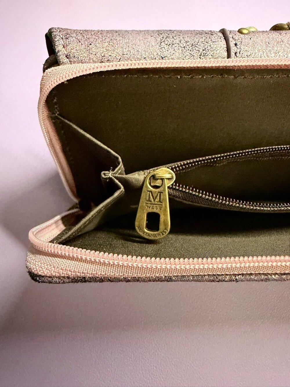 Metallic Purple Montana West Large Wallet with Turquoise and Brass Accents - Picture 15 of 15
